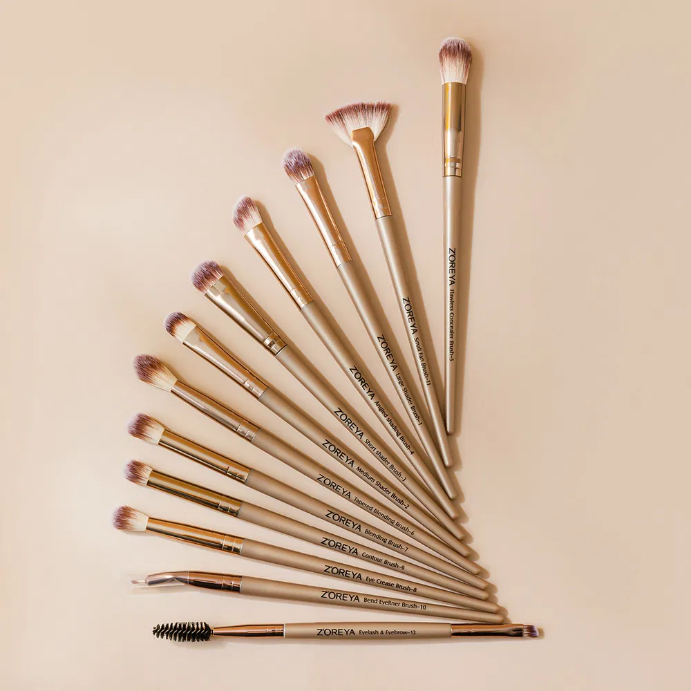 Maravilloso 12-Piece Set de Pinceles para Maquillaje de Ojos con Estuche de PU