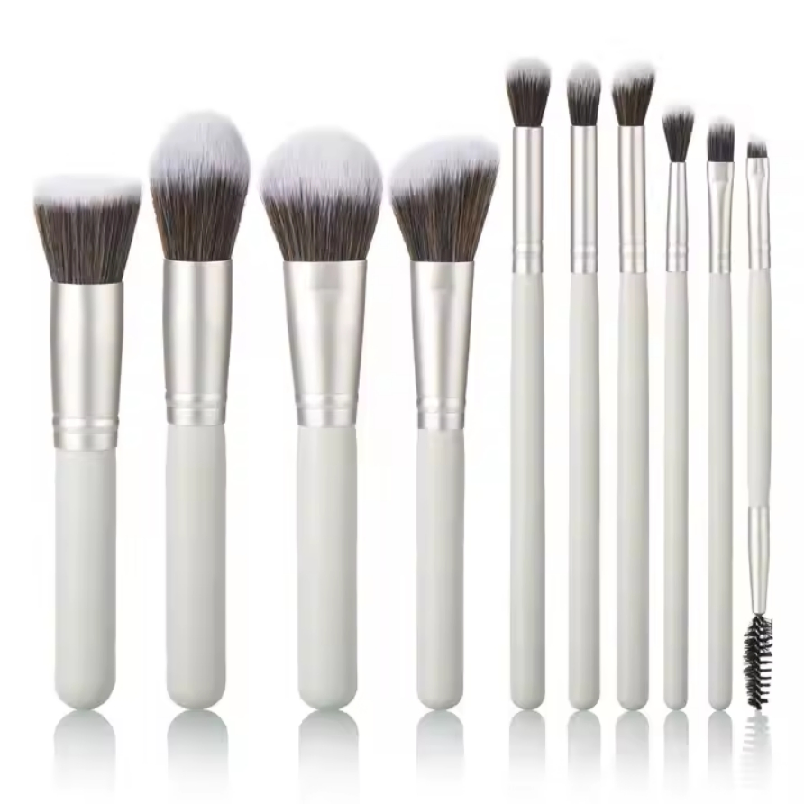 Conjunto de brochas de maquillaje cosmético para base, polvo, sombra de ojos y difuminado de corrector