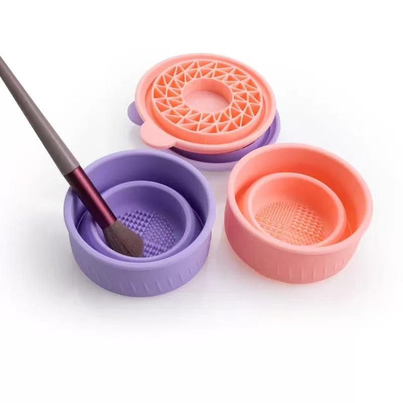 Nuevo cepillo de maquillaje multifuncional de silicona al por mayor, limpiador de tazas plegable