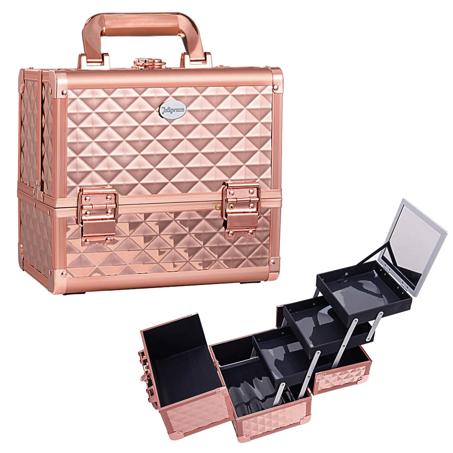 Caja de maquillaje para viajar, organizador de joyas para mujeres, estuche cosmético