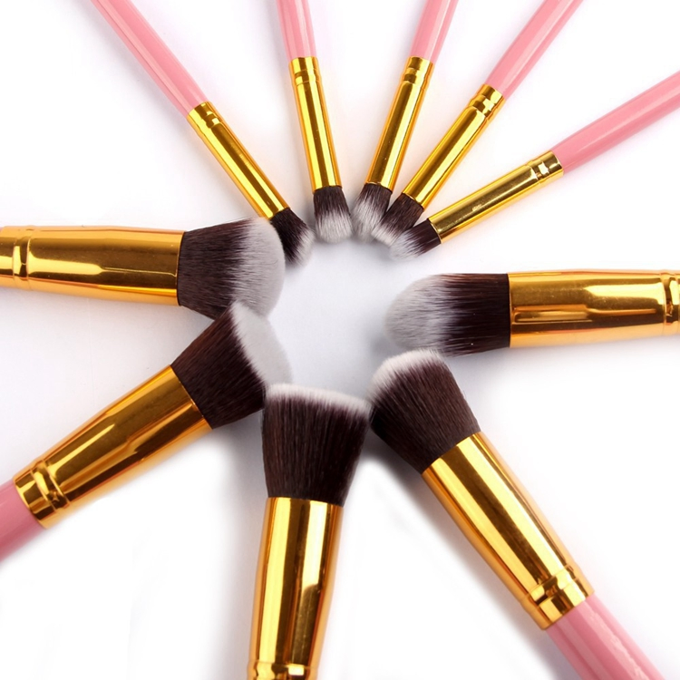 2021 Venta caliente Foundation Brush set pinceles maquillaje maquillaje de etiqueta privada de 10 piezas de tamaño normal Colorete en polvo maquillaje Set de cepillo