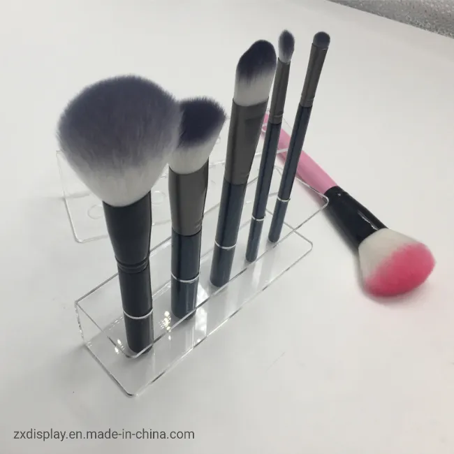 Soporte de exhibición para juegos de brochas de maquillaje simples y claras, soporte de brochas de acrílico