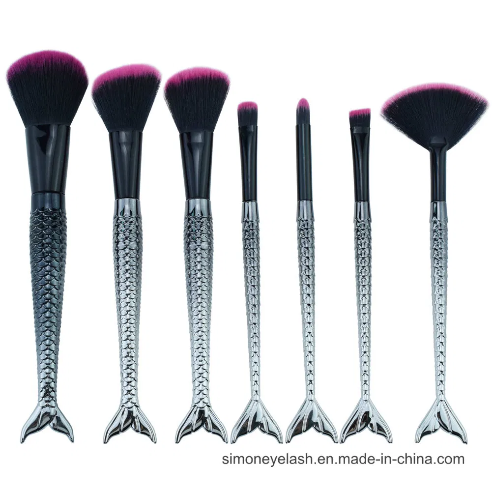 7PCS Kit de brochas de cosméticos Fish Tail para base y sombra de ojos