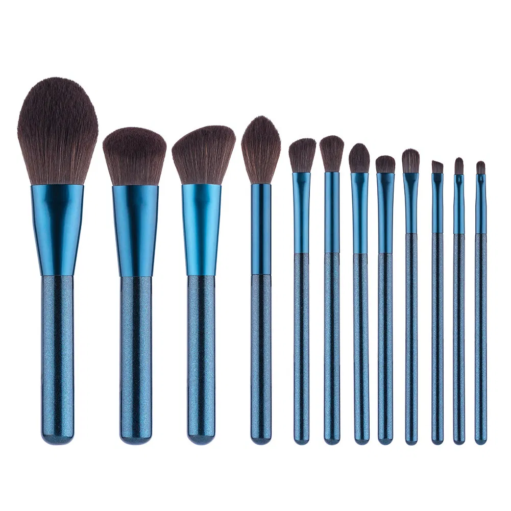 12PCS Conjunto de Brochas de Maquillaje Cosmético para Polvo Suelto Blush