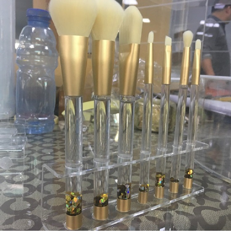 Soporte de exhibición para juegos de brochas de maquillaje simples y claras, soporte de brochas de acrílico
