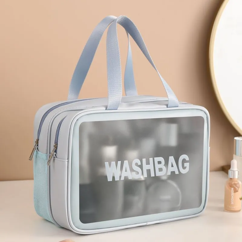 Neceser de Maquillaje Translúcido para Mujeres y Hombres, Estuche Portátil para Artículos de Tocador