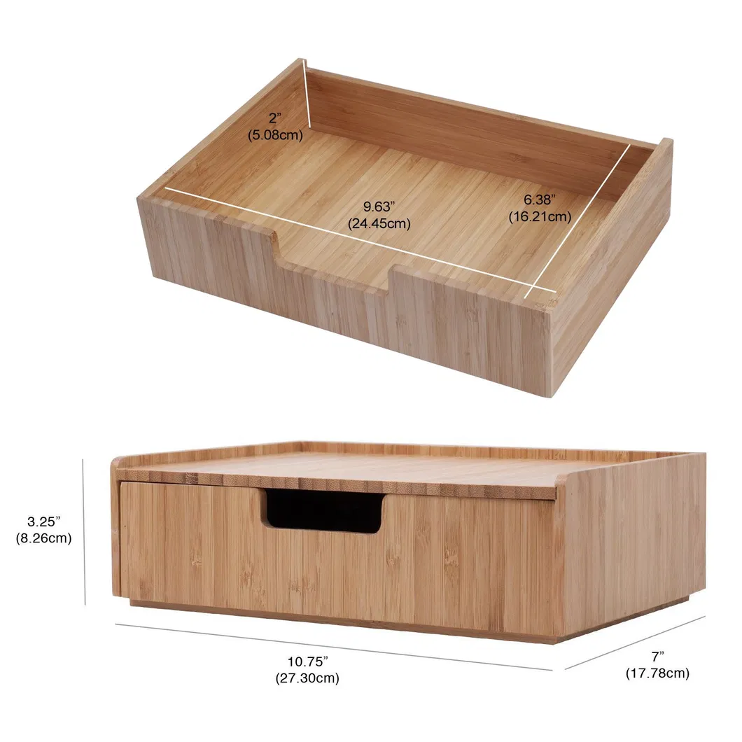 Organizador de Maquillaje Mobilevision Bamboo, Caja de Almacenamiento de Cosméticos, Estuche de Exhibición Resistente a Roturas y Cajón