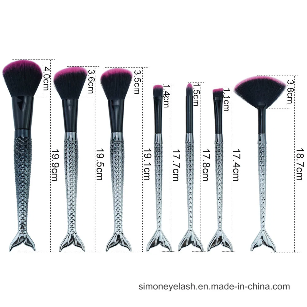 7PCS Kit de brochas de cosméticos Fish Tail para base y sombra de ojos