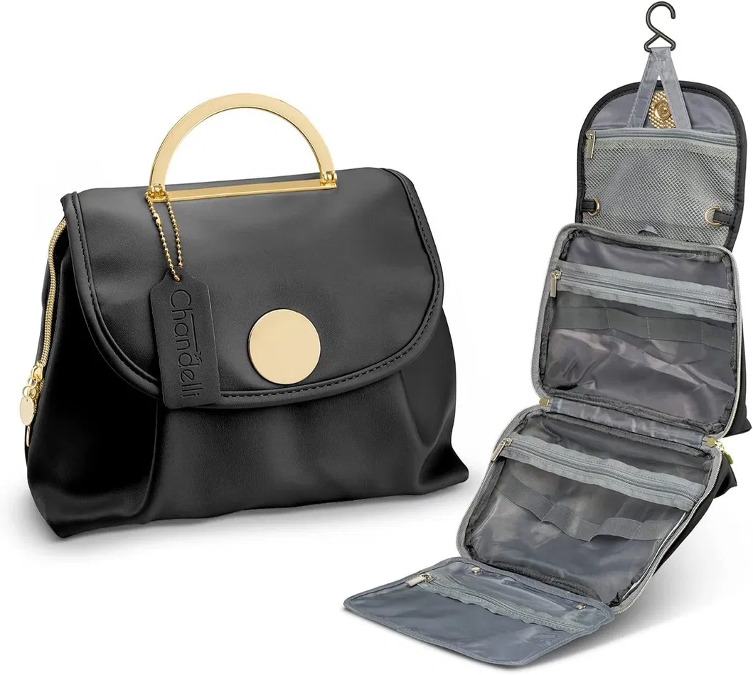 Organizador de Maquillaje Impermeable y Elegante con Gancho de Viaje para un Empaque Fácil