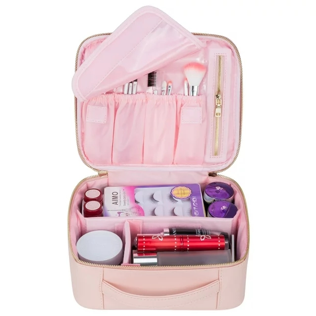 Estuche de Maquillaje de Viaje Organizador Cosmético de Cuero PU