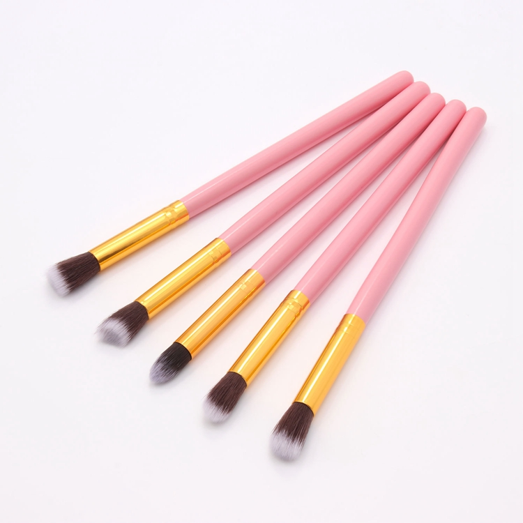 Precio de fábrica 5PCS Juego de brochas de maquillaje con pelo sintético y mango de madera, brocha de ojos cosmética con tu propio logo