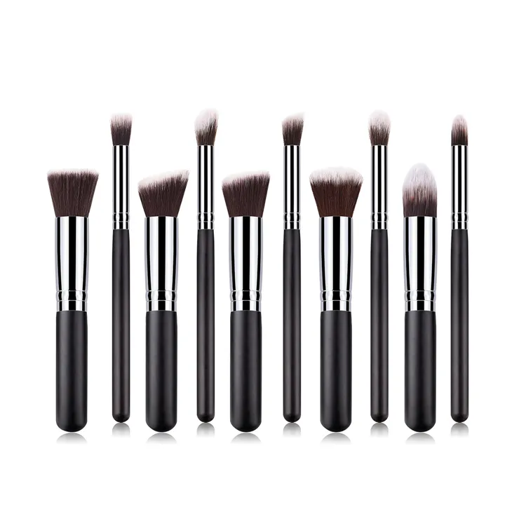 10PCS Conjuntos de Pinceles de Maquillaje, Kit de Pinceles de Maquillaje de Fundación Sintética Premium para Polvo Facial, Rubor, Sombra de Ojos y Kabuki