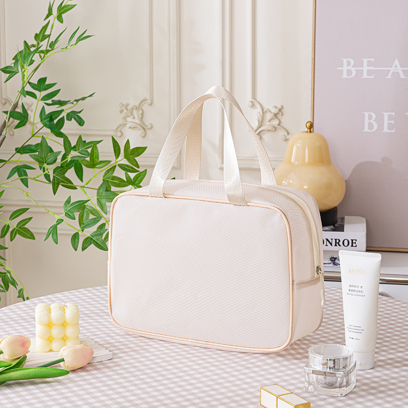 Bolsa de almacenamiento de malla elegante para maquillaje y artículos de tocador, organizador de gran capacidad y tamaño múltiple para viajes de negocios