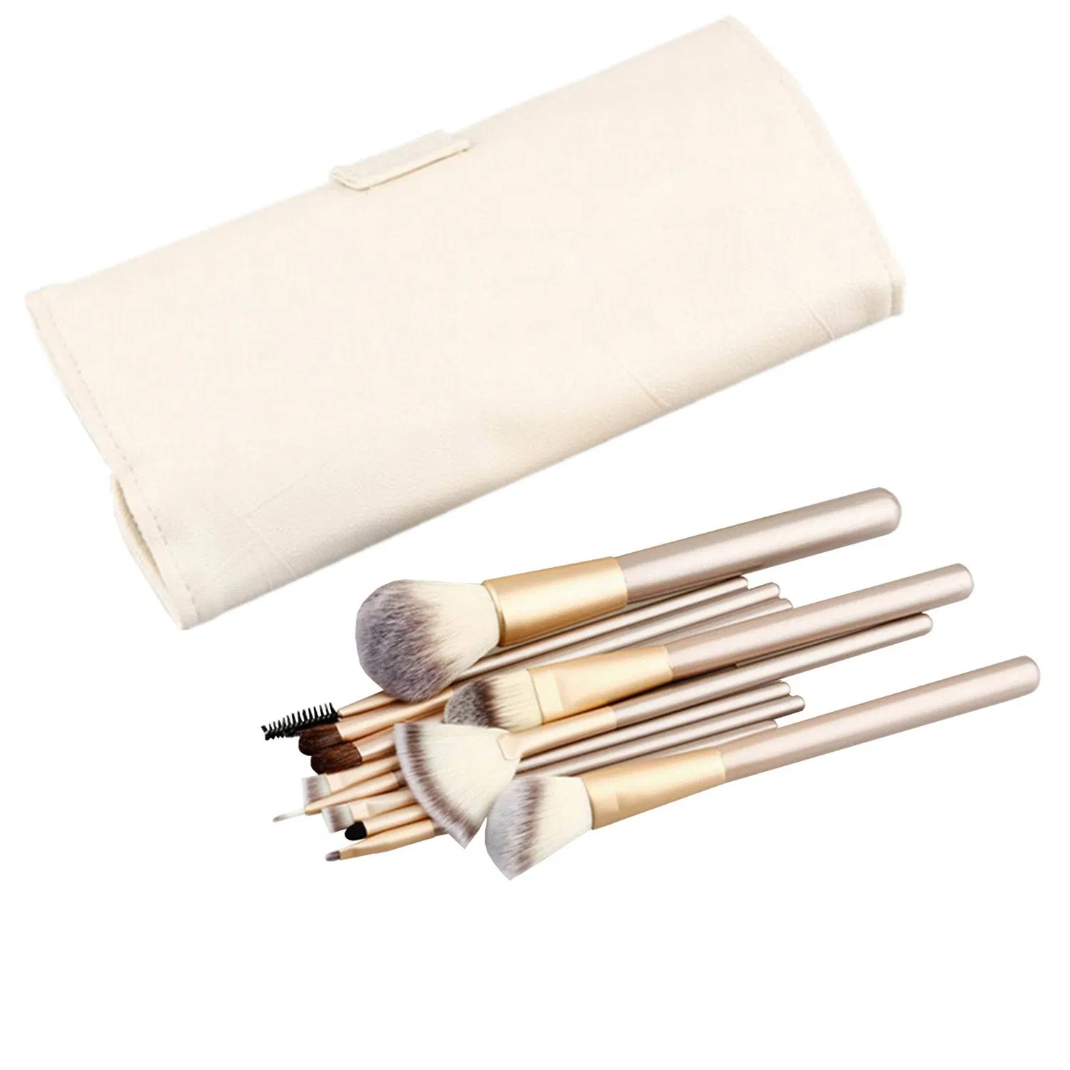 Set de Brochas de Maquillaje Profesional Premium Beautichen 12PCS con Pelo de Cabra - Temática de Caramelo, Alta Calidad para Cara, Ojos, Labios, Polvo, Base y Corrector