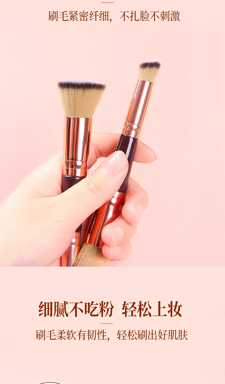 Brocha de Fundación de Doble Cabeza Brocha Plana para Crema BB Maquillaje Líquido
