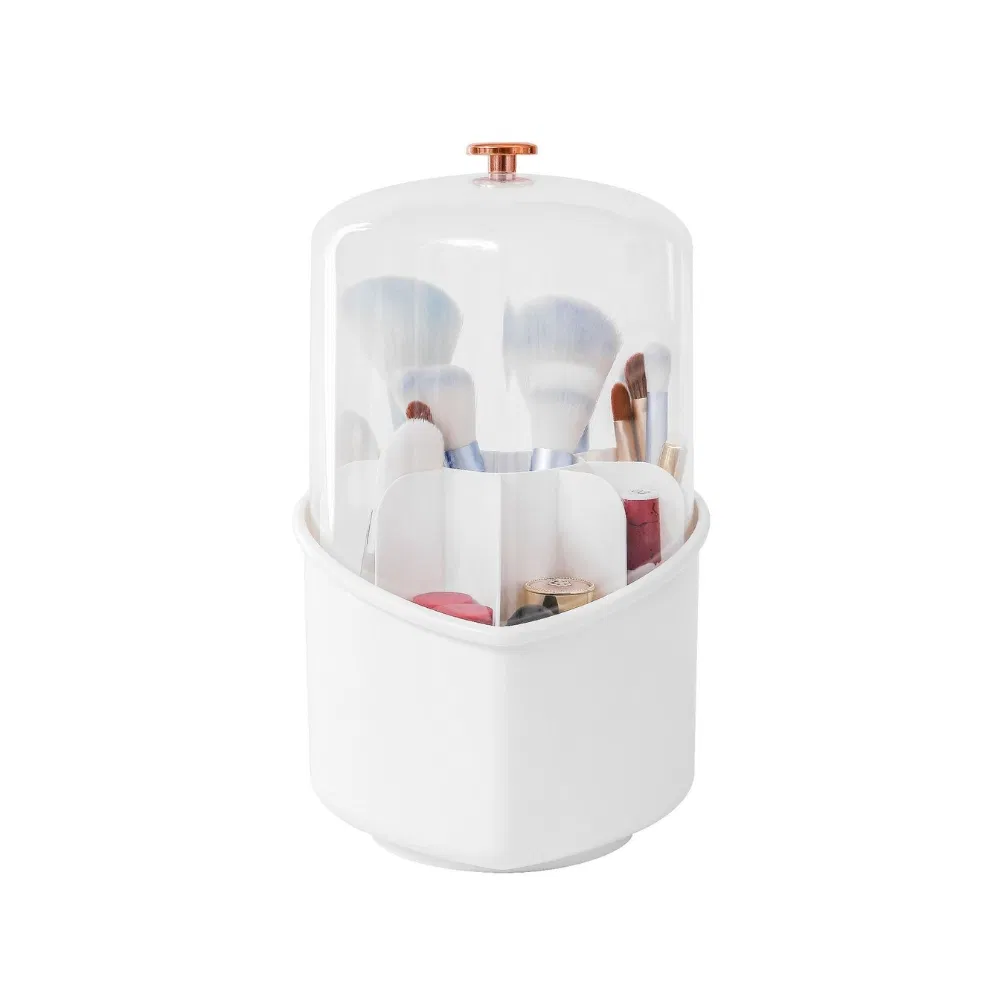 Contenedor de Maquillaje 24cm Altura Almacenamiento Soporte para Brochas Rotatable Acrílico Transparente con Tapa Bl23198
