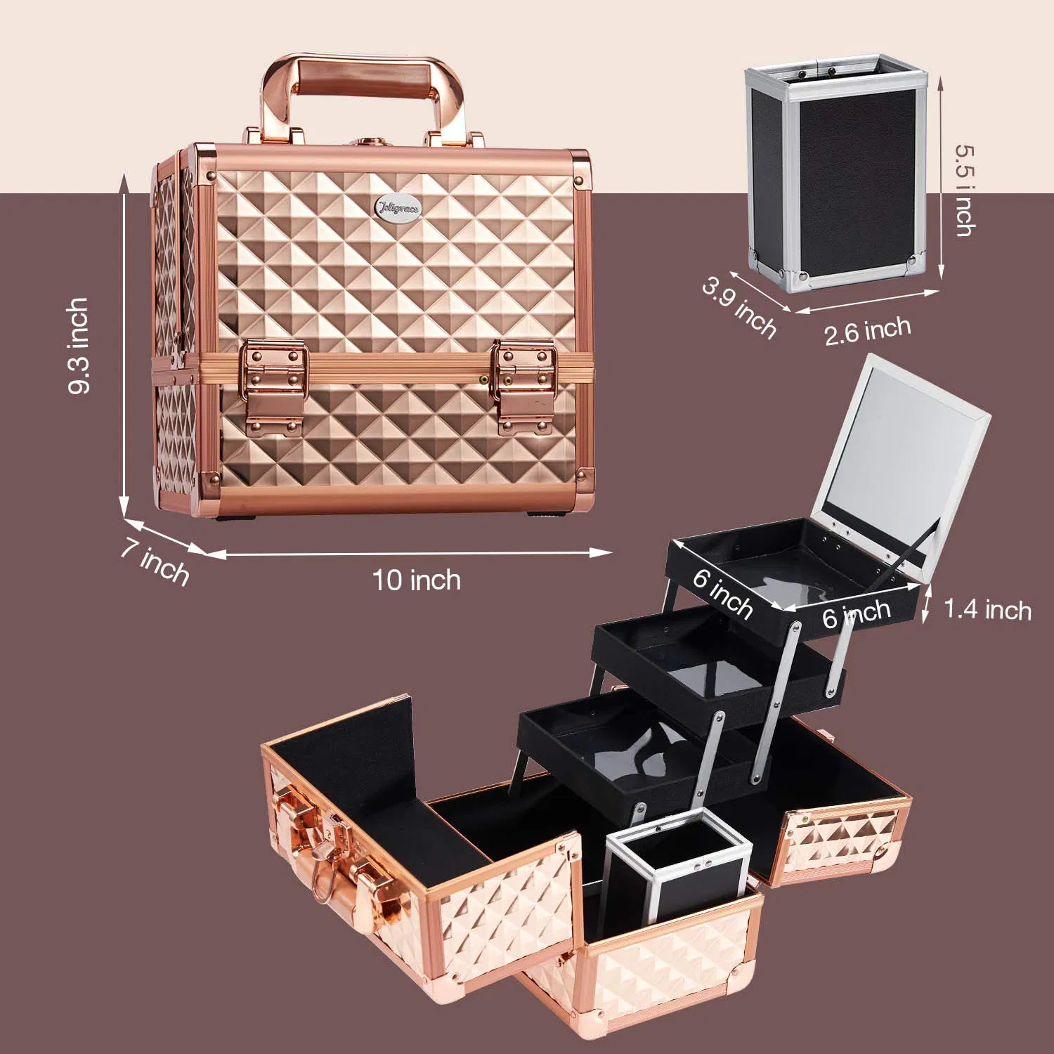 Caja de maquillaje para viajar, organizador de joyas para mujeres, estuche cosmético