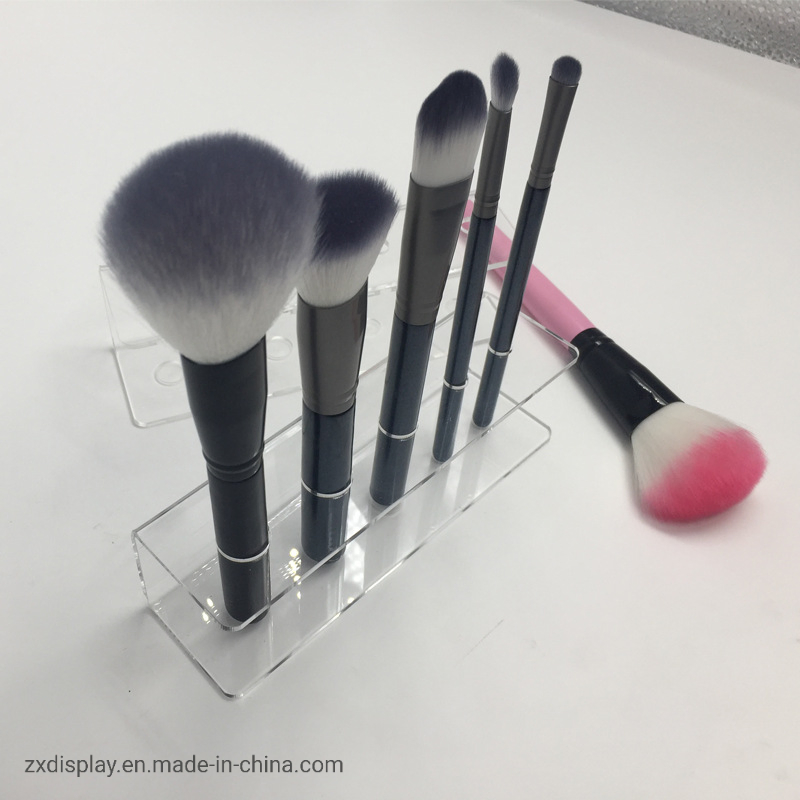 Soporte de exhibición para juegos de brochas de maquillaje simples y claras, soporte de brochas de acrílico