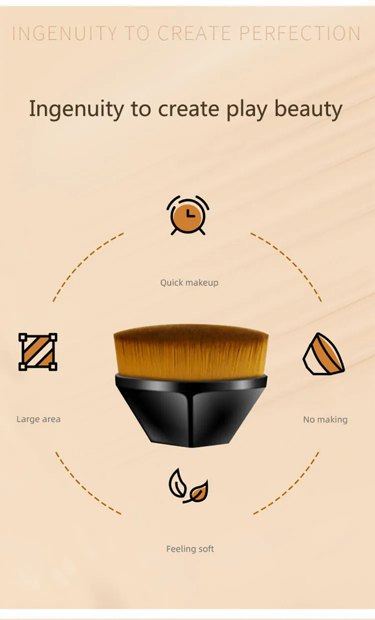Brocha de Maquillaje Base Plana para Rostro, Brocha para Rubor, Base Líquida en Polvo para Difuminar Líquido