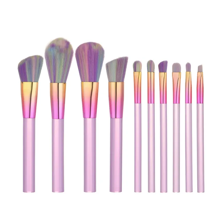 10PCS Conjunto de Pinceles de Maquillaje Pincel de Difuminado Base Sombras de Ojos Pinceles de Maquillaje