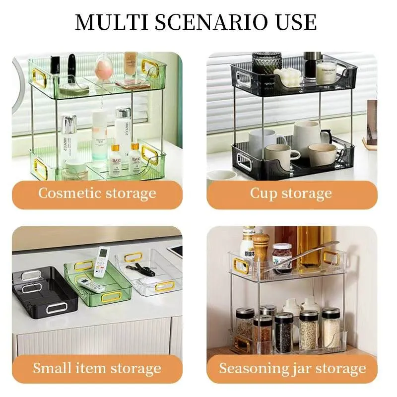 Organizador de Maquillaje Moderno de Plástico Transparente Ecológico, Caja de Almacenamiento Cosmético Apilable