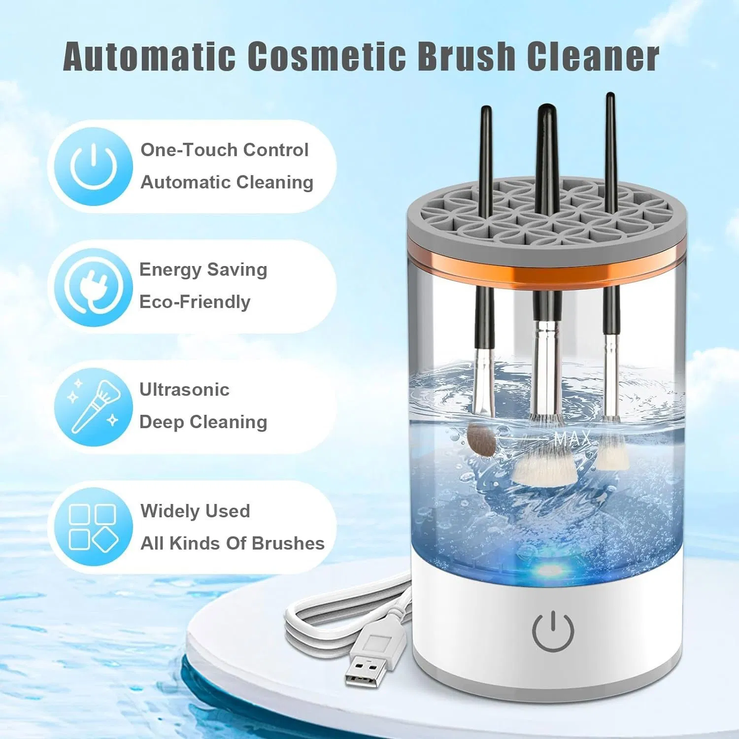 Limpiador automático de brochas de maquillaje eléctricas