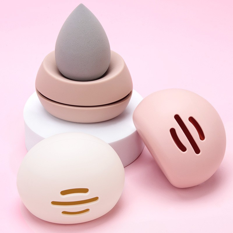 Contenedor de esponjas de viaje suaves para la cara, caja de almacenamiento de huevos cosméticos, soporte para esponjas de maquillaje de silicona