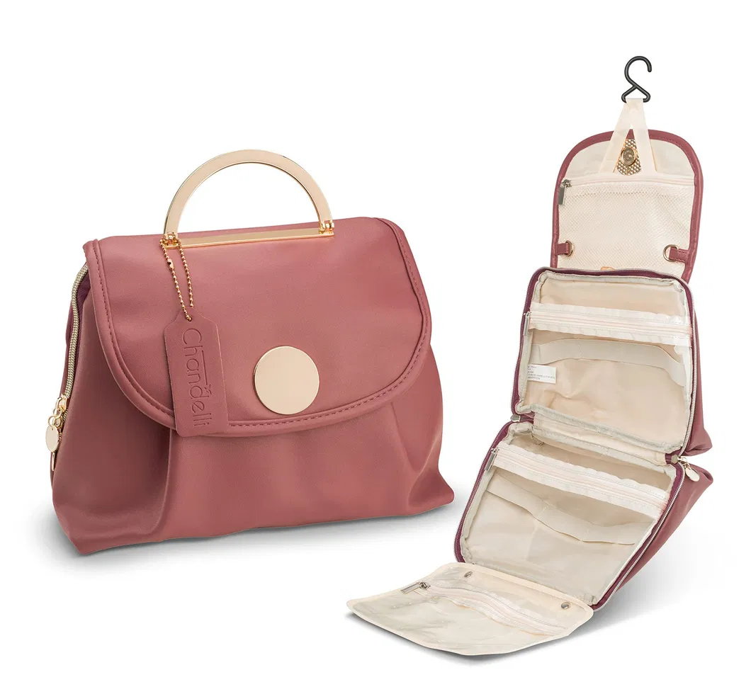 Organizador de Maquillaje Impermeable y Elegante con Gancho de Viaje para un Empaque Fácil
