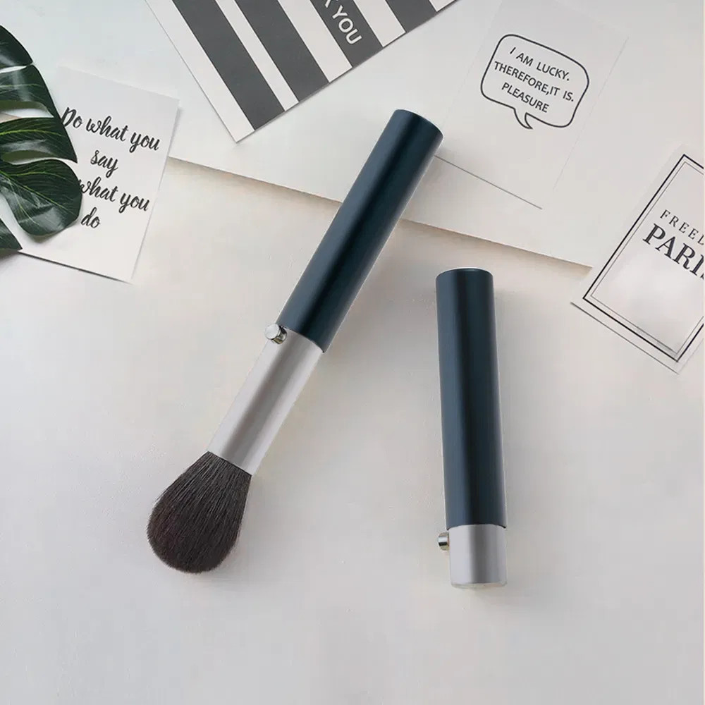 Brocha de rubor de maquillaje retráctil, brocha de polvo cosmético portátil, brocha de cara ajustable, brocha kabuki