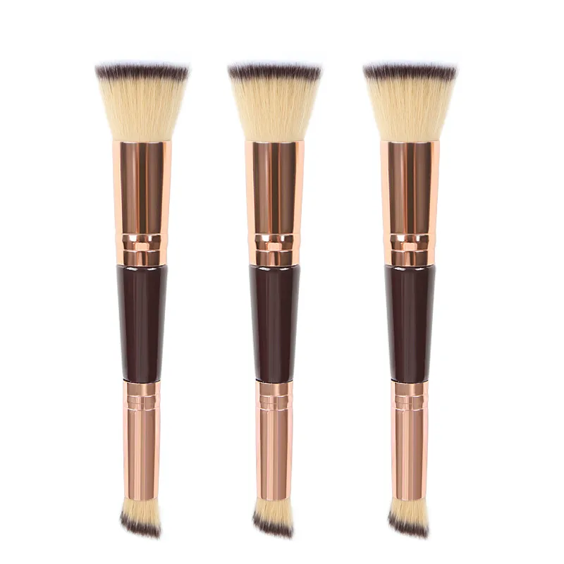 Brocha de Fundación de Doble Cabeza Brocha Plana para Crema BB Maquillaje Líquido
