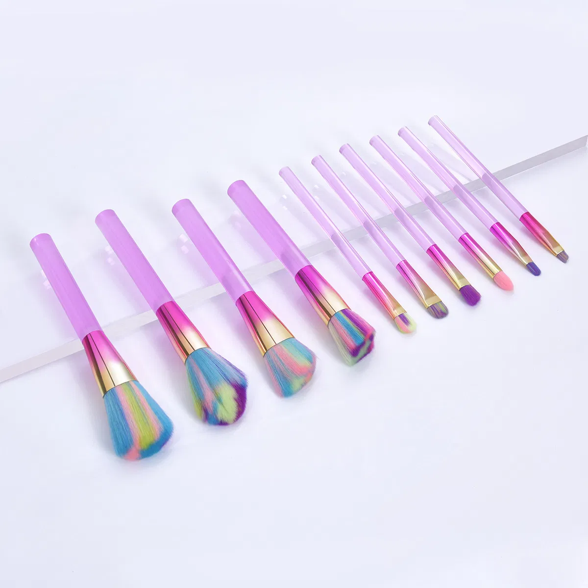 10PCS Conjunto de Pinceles de Maquillaje Pincel de Difuminado Base Sombras de Ojos Pinceles de Maquillaje
