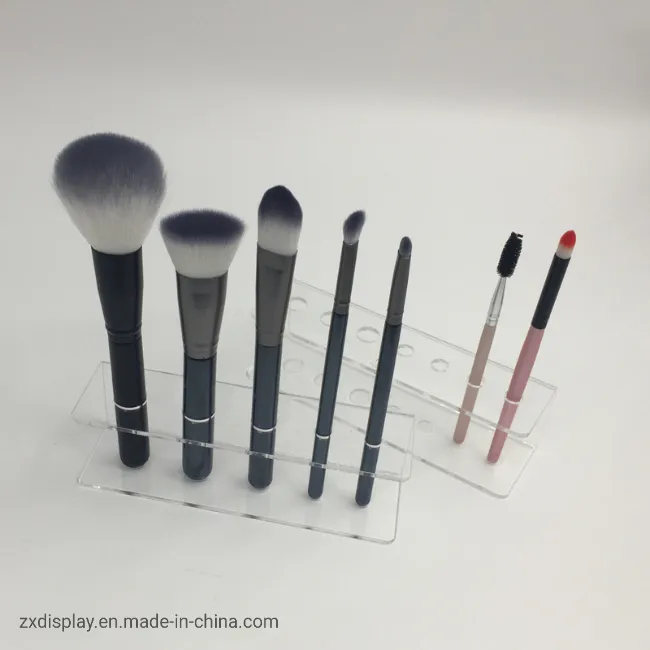 Soporte de exhibición para juegos de brochas de maquillaje simples y claras, soporte de brochas de acrílico