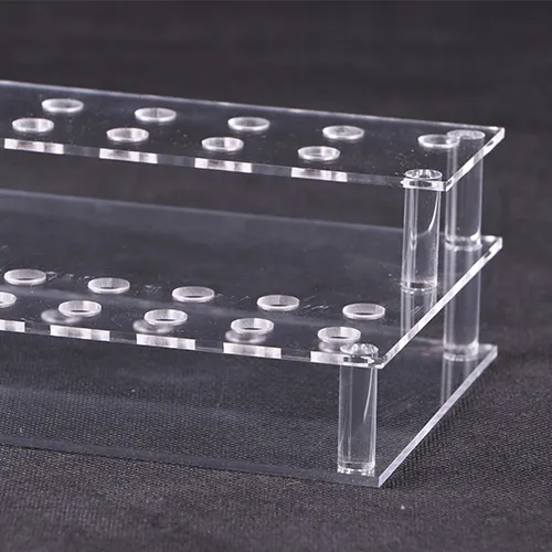 Soporte de exhibición de cepillos de maquillaje acrílico transparente 2-Layer juego de cepillos de acrílico
