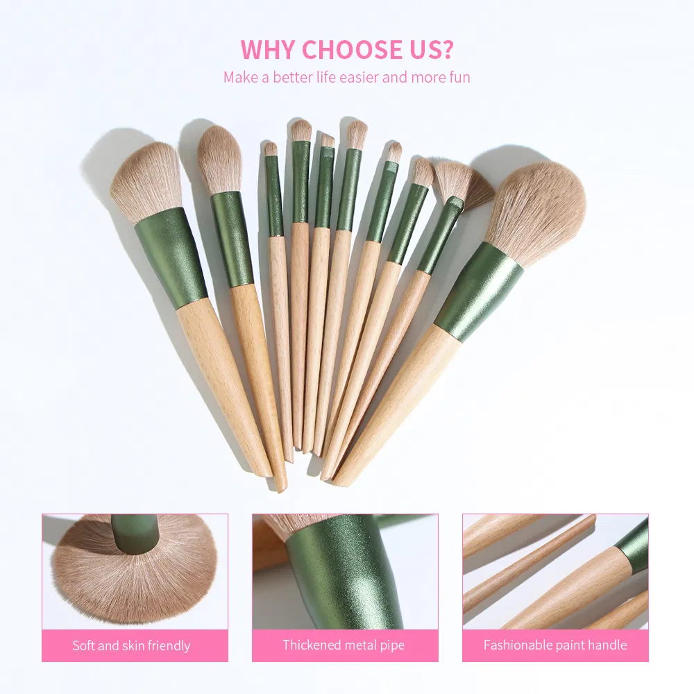 10PCS Juego de Brochas de Maquillaje