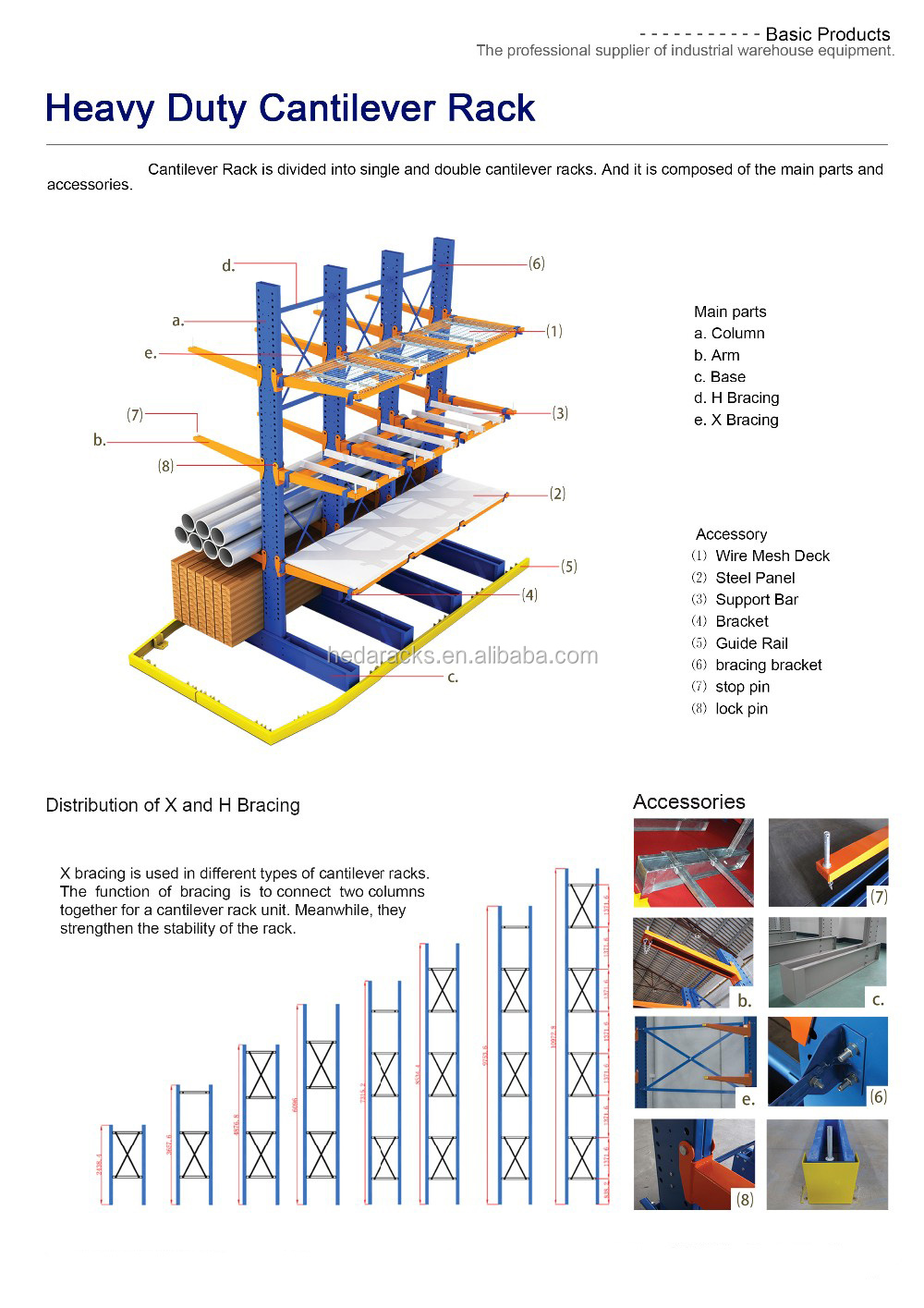 Pipe Storage Customized Warehouse Racking System Cantilever Heavy Duty Racking Warehouse Equipment Industrial Cantilever Rack