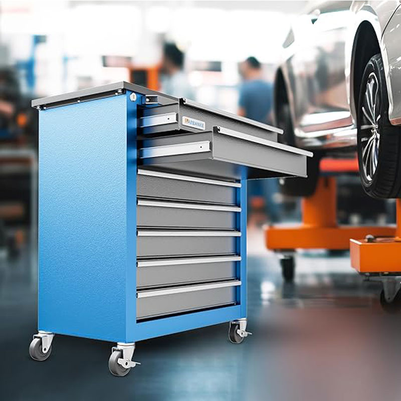 Blue 7-Drawer Steel Workbench Workshop Cabinet Rolling Tool Chest With EPA LARBANKE ODM OEM 18 Months GARAGE METAL For Workshop