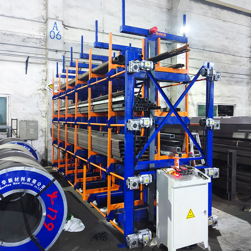 Automatic Electric Telescopic Cantilever Storage Rack Heavy Duty 5 Tons Capacity Intelligent Metal Pipe Storage System