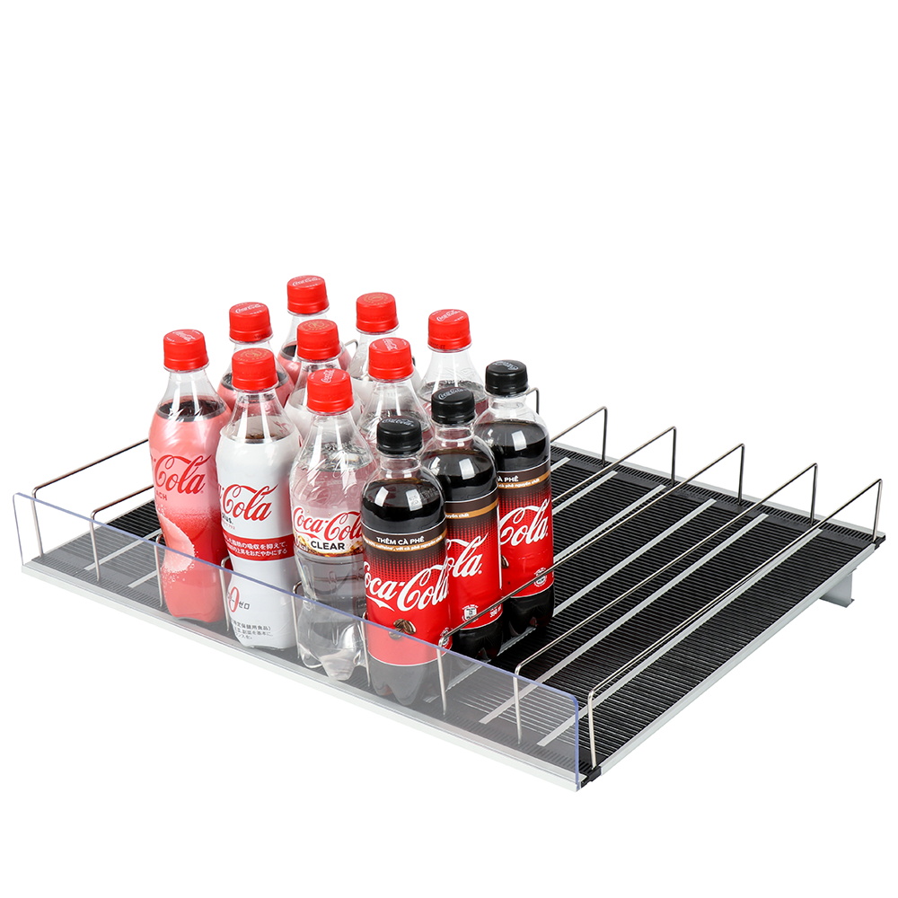 Drink Pusher Small MOQ Soda Glides Gravity Flow System Shelf Roller Liquor Store Cooler Shelving for Refrigerator Shelf Trays