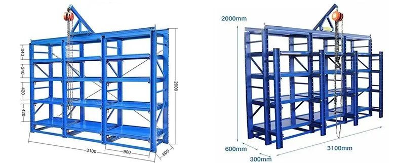 Heavy Duty Mold Storage Rack for Injection Molds and Tooling