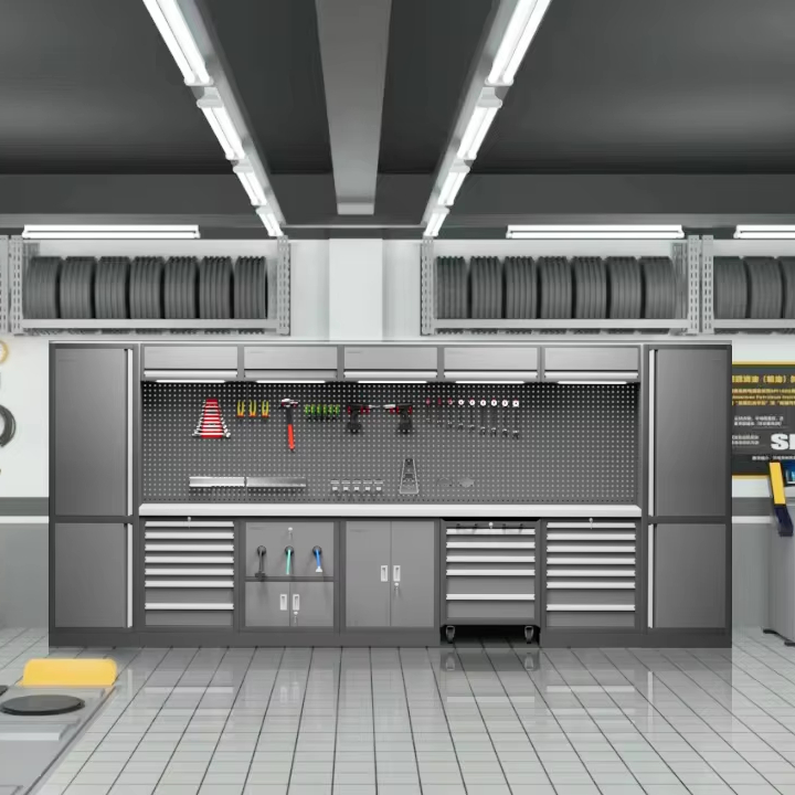 Customizable Modular Heavy-Duty Steel Garage Workstation Workshop Tool Cabinet Storage Workbench Cabinet With Oem Support