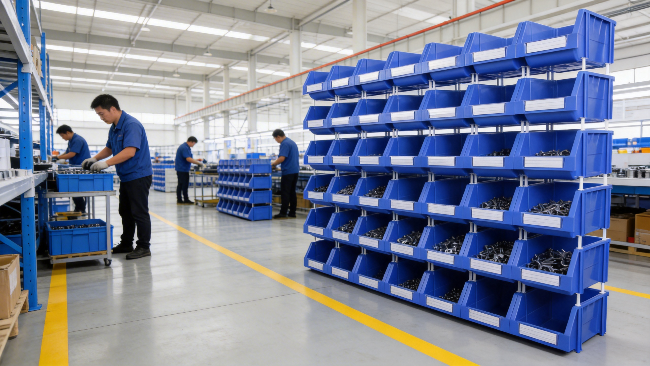 Plastic SEMI-OPEN Stacking Warehouse Bin Small Spare Parts Pick Sorting Storage Organizer Box Bin Shelving Wholesale