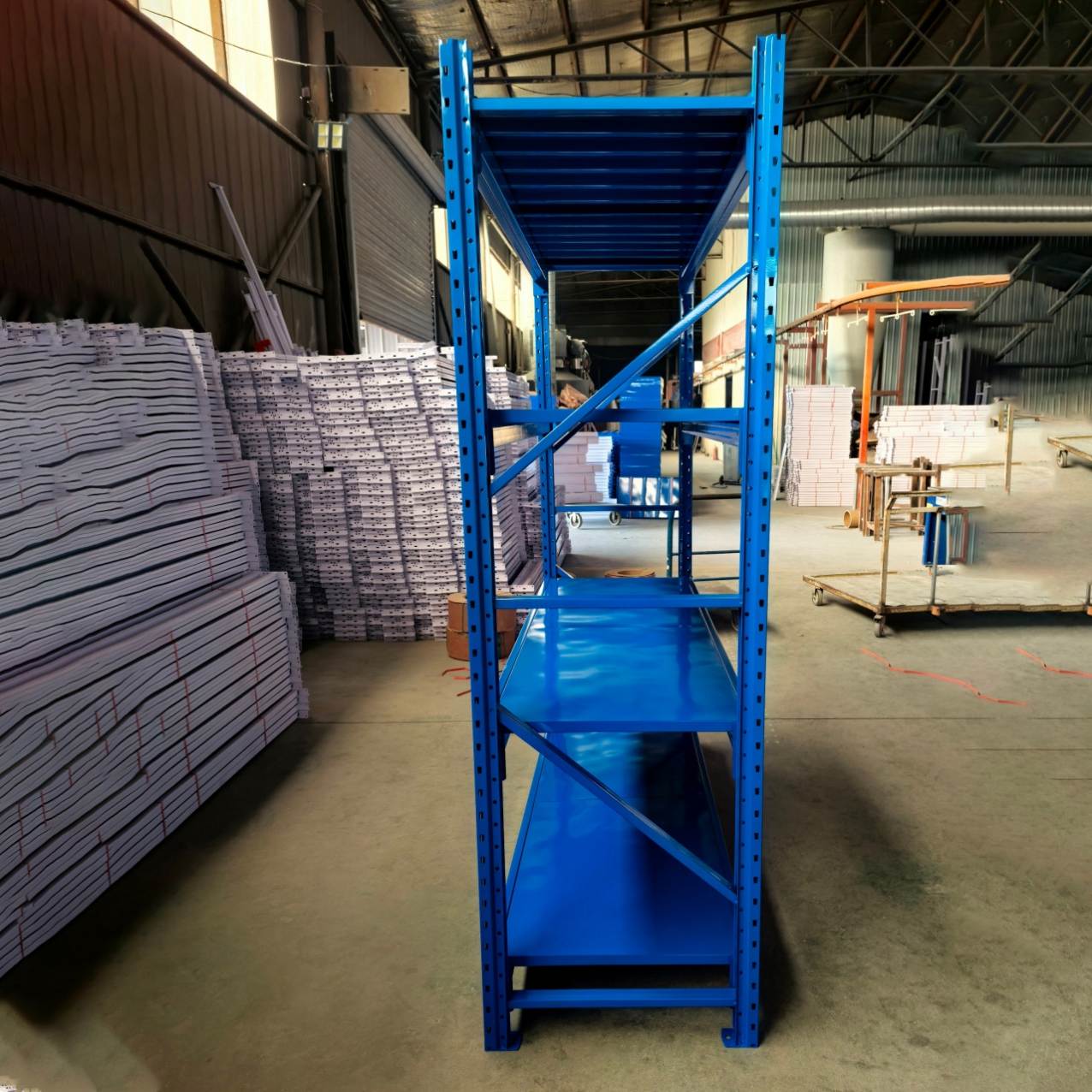 Direct Factory Supply Medium-Duty Industrial Warehouse Storage Rack Steel Shelves 4-Layer Boltless Corrosion Protection