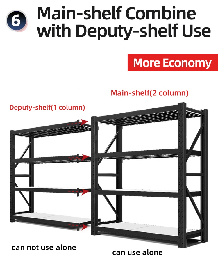 King Global 200kg/Layer Heavy Duty Adjustable Anti-Rust 4-Layer Boltless Steel Selective Warehouse Rack Corrosion Protection