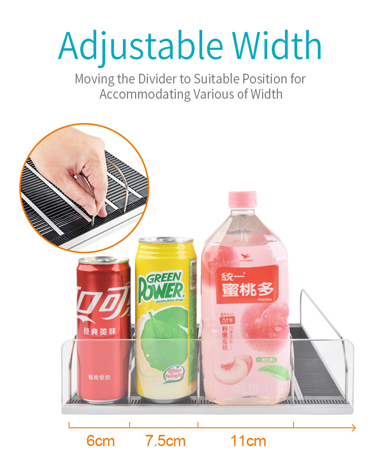 Plastic Gravity Bottle Drink Roller Display Rack Rolling Track Shelving Cooler Glide for Fridge