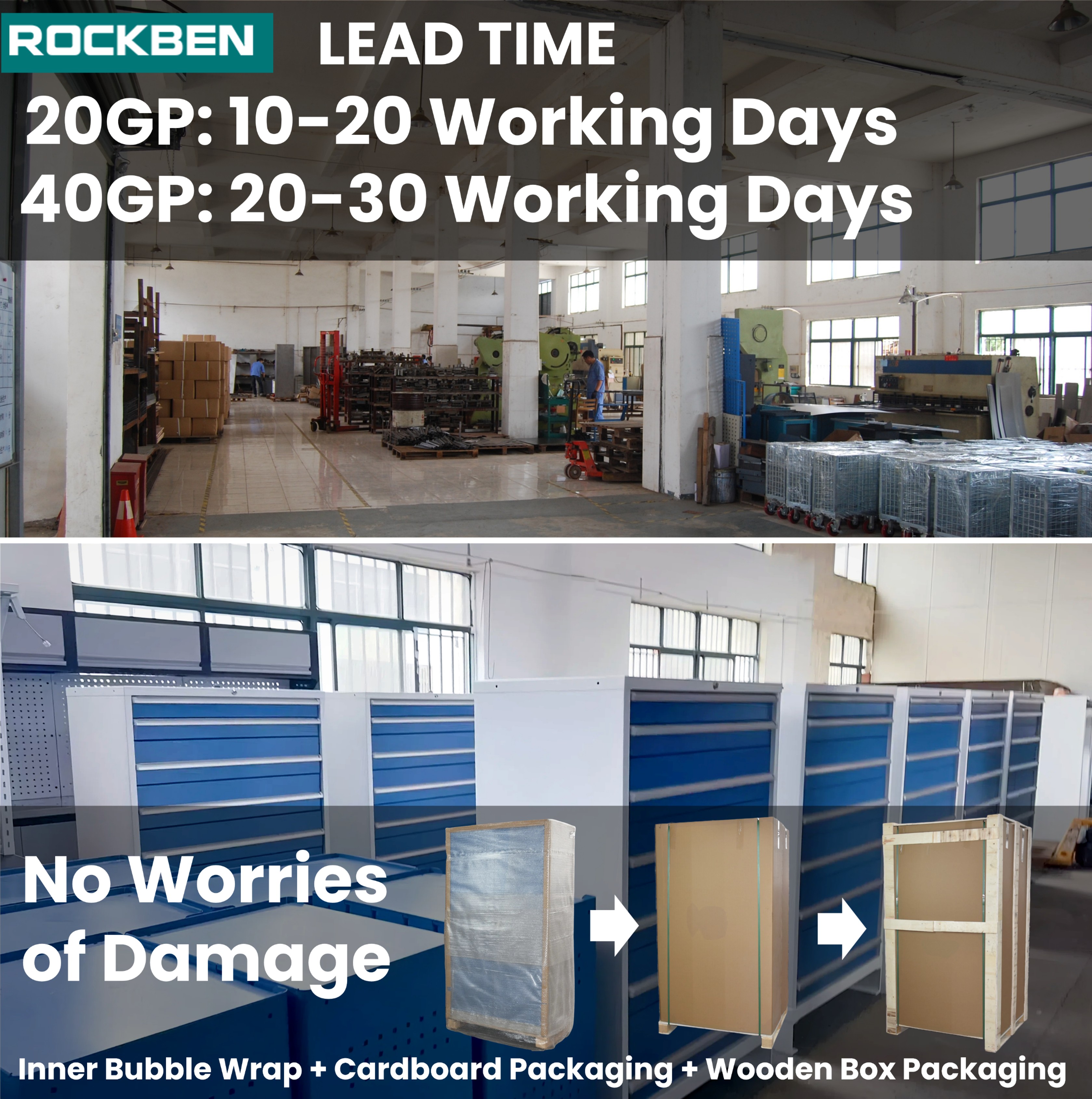 ROCKBEN Safety Protection 8 Drawers Adjustable Shelves ESD Powder Coated Hanging Board Workbench and Worktables