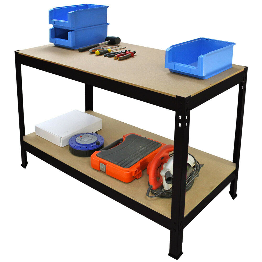 High Quality Industrial Two-Shelf Workbench System Heavy Duty Tool Storage Metal Worktable