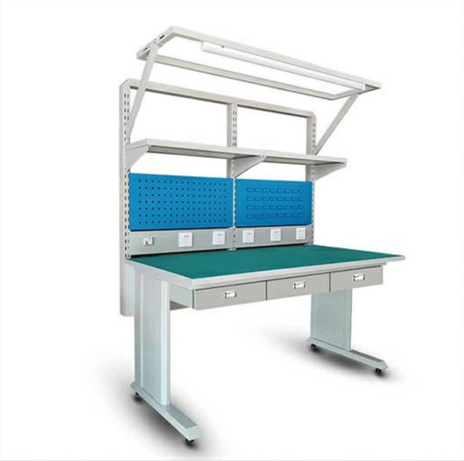 High Quality Professional Metal 2-Layer Workbench Adjustable Shelves Pegboard Heavy Duty Wheels 600KGS Load Garage Workshop