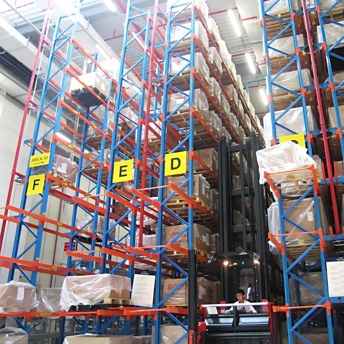 Narrow Aisle Pallet Rack High Efficiency with Turret Truck for Industrial Warehouse