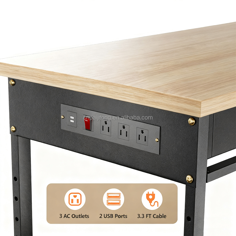 Industrial Steel Workbench with Shelves Adjustable Height Anti-Theft Features OEM Customizable Modern Design