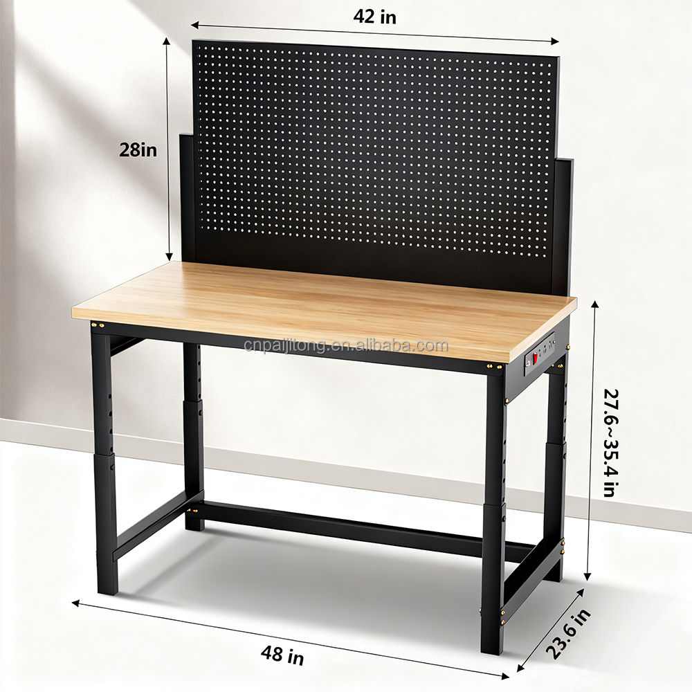 Industrial Steel Workbench with Shelves Adjustable Height Anti-Theft Features OEM Customizable Modern Design